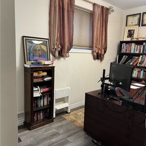 Copper silver bronze tie up curtain panels. 54” W x 5 ft long